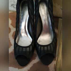 Bandolino Black Mesh Peep-Toe Heels